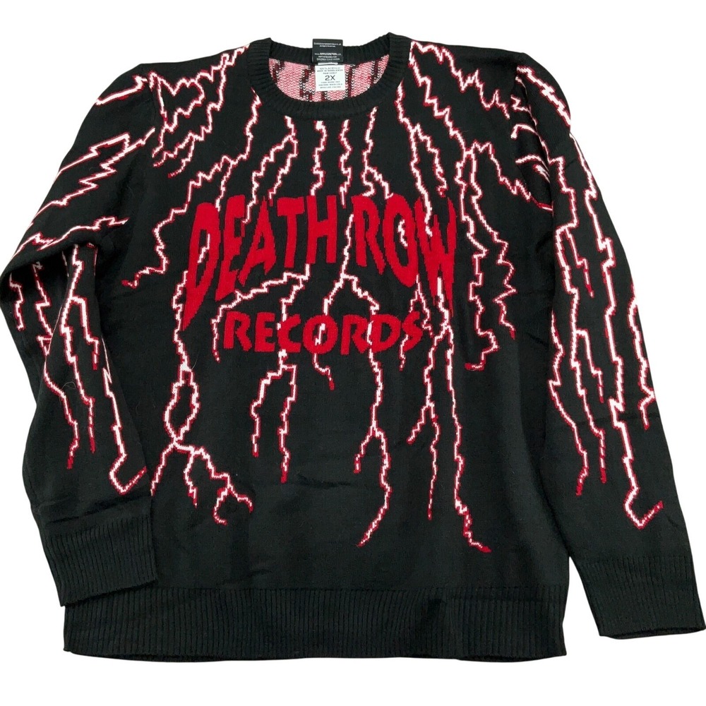 Death Row Records Sweater Women 2XLarge Black Lightening Rap Hip Hop Music Retro
